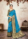 Blue Colour Latest Designer Fancy Wedding Wear Heavy Printed Banarasi Silk Sarees Collection 1003